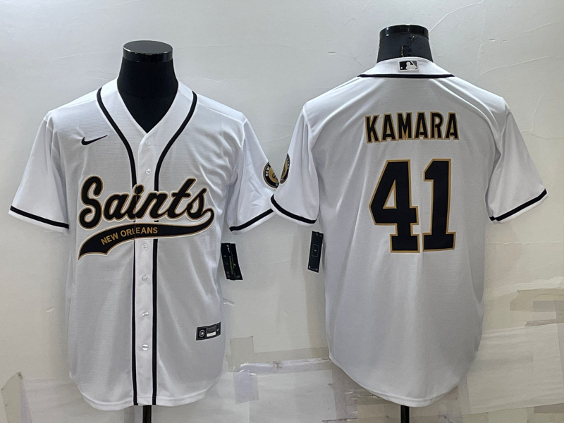 Men's New Orleans Saints #41 Alvin Kamara White Cool Base Stitched Baseball Jersey